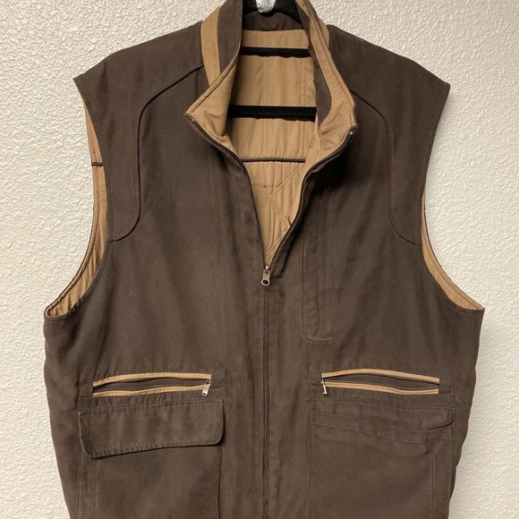 Cutter and Buck Microfiber Reversible Quilted Vest Size Large L Brown - Picture 1 of 4